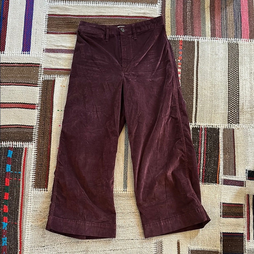 maroon velvet emmett pant madewell